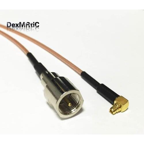 New FME Male Plug Connector Switch MMCX Male Plug Right Angle Connector RG178 Wholesale 15CM 6" Adapter