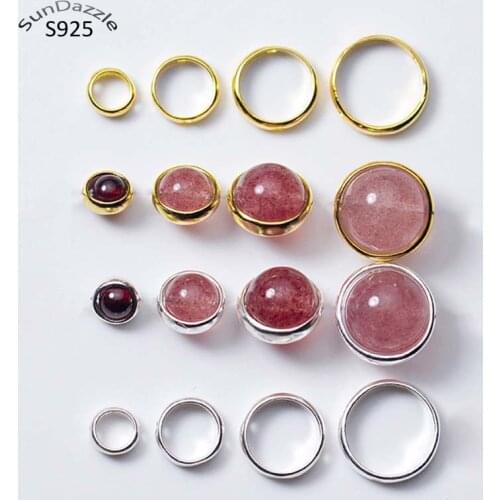 2pcs Real Pure Solid 925 Sterling Silver Wrap Bead Hoop Crystal Bead Wrap Hoop Necklace Bracelet Jewelry Making Findings