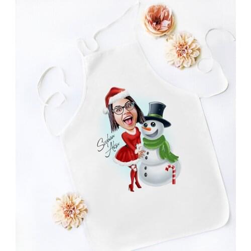 Personalized Christmas Themed Lady Caricature Of Kitchen apron-2 Quality Affordable Gift Dear Spouse Reliable Suitable moment