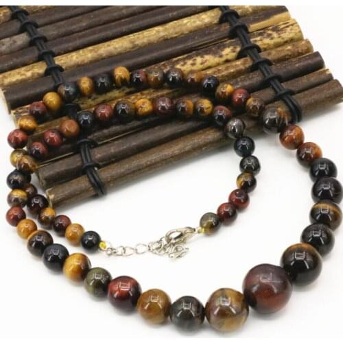 Natural multicolor tiger eye stone 6-14mm round beads rope necklace for women chain tower choker diy jewelry 18inch B3194