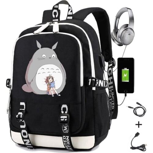 My Neighbor Totoro Backpack Japan Anime Printing Boys Girls Student School Bags Men Usb Charging Laptop Casual Travel Backpack