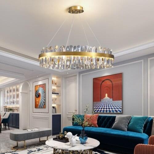 Modern Luxury Crystal Pendant Lights Led Lustre Lamp Bedroom Living Dining Room Villa Indoor Lighting Deco Hanging Light Fixture
