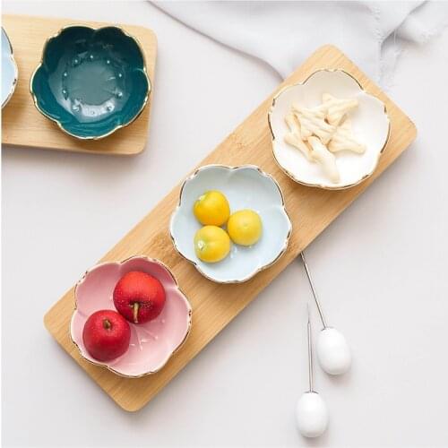 Japanese Style Sakura Seasoning Plate Ceramic Dipping Sauce Dish Irregular Small Fruit Dessert Snack Bowl Decorative Tableware