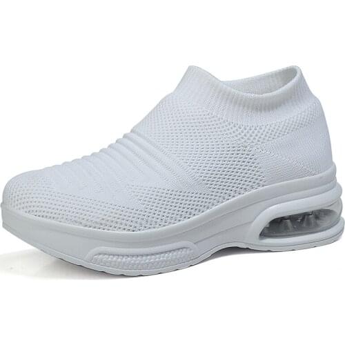 2021 Fretwork Socks Sneaker Autumn Female Comfortable Breathable Cable Knit Shoes Women Slip-on Wedges Pumps Shoes Women Shoe