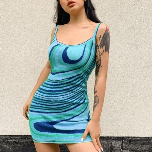 Women Slim-fit Dress,Adults Irregular Ripple Pattern U-shaped Neck Spaghetti Strap,Woolen Sling Print Dress Waist Bag Hip Skirt