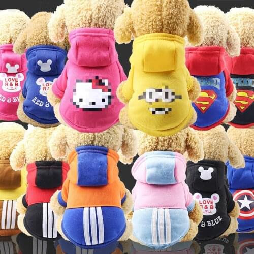 Dog Winter Clothes Cartoon Print Pet Dog Hoodies Outfit Clothes for Small Dogs Chihuahua Bulldog Teddy Costume Pets Clothing