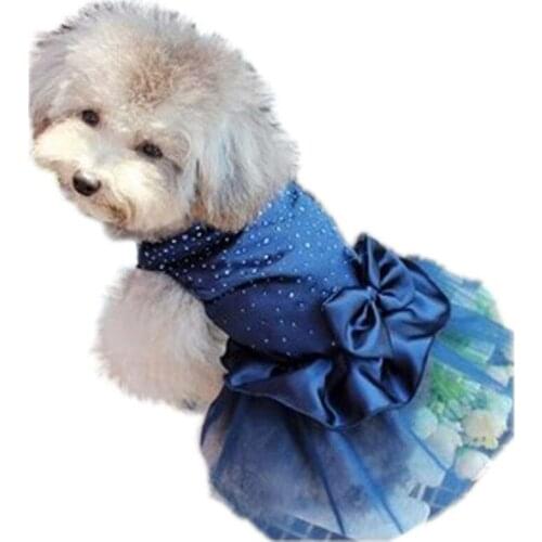 1pc/lot Hot Sale Dog Puppy Wedding Party Lace Skirt Clothes Patchwork Bow Tutu Princess Dress Pet Apparel