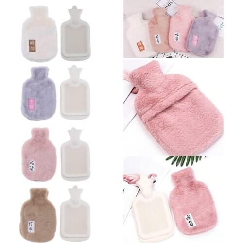 1000ml Rubber Warm Hot Water Bag Bottle with Plush Sleeve Heat Coldproof