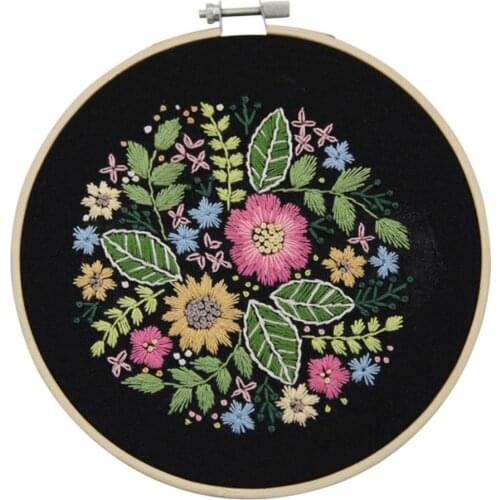 15cm DIY Plant Flower Ribbon Embroidery Set Home Decor Needlework Sewing Crafts