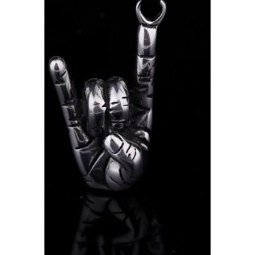 2021 Fashion Simple New Retro Rock Gesture Pendant Necklace Stainless Steel Mens and Womens Necklaces Jewelry Gifts