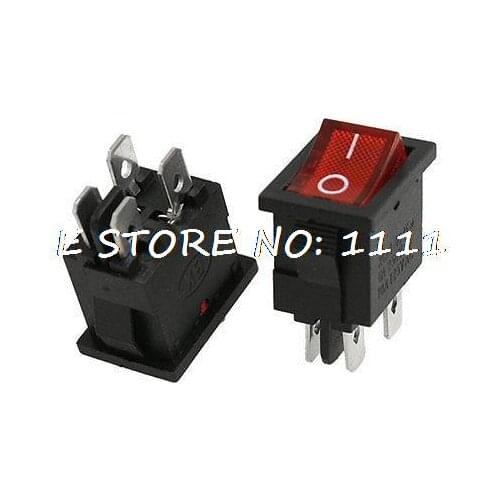 5 Pcs x Red Light Illuminated ON-OFF 2 Position DPST Boat Rocker Switches 4 Pin