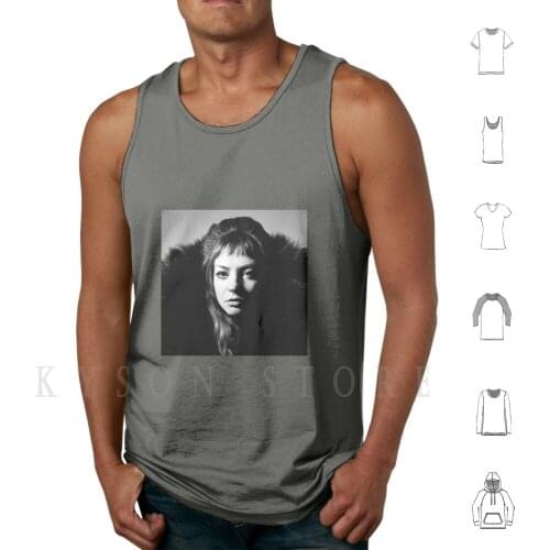 Angel Olsen Tank Tops Vest Sleeveless Angel Olsen All Mirrors Bon Iver Music Album Cover Black White Indie Folk Rock