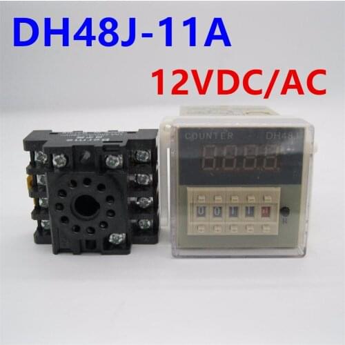 DH48J-11A 11 pin AC 12VDC/AC contact/sensor signal input digital counter relay DH48J DH48J-11 12VDC/AC counting relay