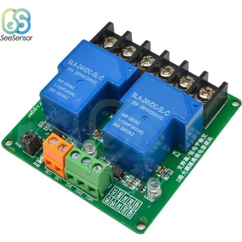 5V 12V 24V Two 2 Channel Relay Module 30A with Optocoupler Isolation High and Low Trigger for Smart Home PLC Automation Control