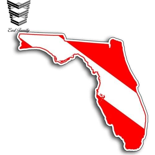 EARLFAMILY 13cm x 11.9cm Florida FL Scuba Diving Diver Down Flag Sticker Bumper Decal Car Truck Boat Dive Car Stickers