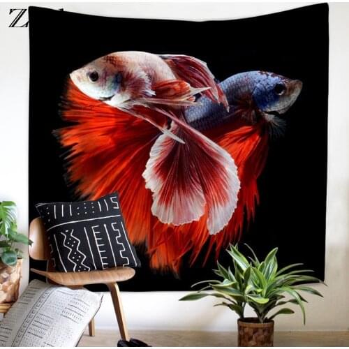 Zeegle Betta Splendens Regan Printed Tapestry For Living Room Metope Paint Apple Wallpaper Chair Cover Beach Towel Wall Carpet