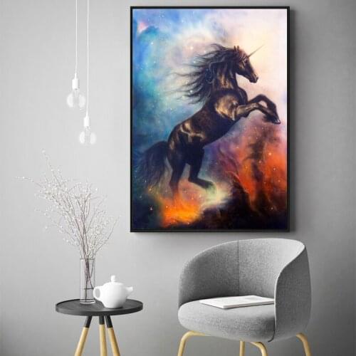 Myth Animal Black Unicorn Canvas Art Wall Art Poster Pictures For Living Room Home Decor Cuadros Wall Canvas Print Paintings