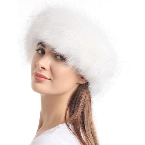 Faux Fur Headband with Elastic for Womens Winter Russian Style Earwarmer Earmuff