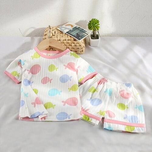 2pcs Baby Kids Sets Summer Kids Baby Girls Print Shirt+Shorts Casual And Home Wear Outfits Set Kids Baby Girls Clothing 2021