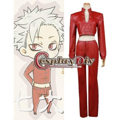 The Seven Deadly Sins Nanatsu no Taizai Ban Foxs Sin of Greed red Leather Outfit Cosplay Costume for Halloween Carnival Party