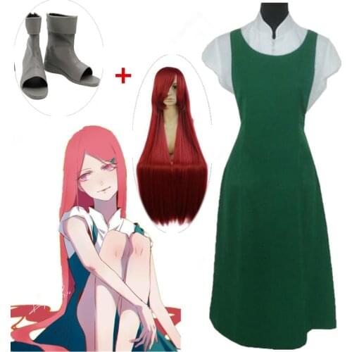 Anime Shippuden Uzumaki Mother Uzumaki Kushina Cosplay Costume cosplay red wig shoes in stock