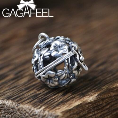 GAGAFEEL 925 Sterling Silver Fashion Literary Lotus Hollow Sachet Small Pendant Womens Silver Pendant Chain Necklace Jewelry