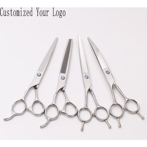 Left-Hand Suit 7INCH Customized Logo Cutting Scissors Thinning Shears Professional Pets Shears Dogs Cats Grooming Scissors