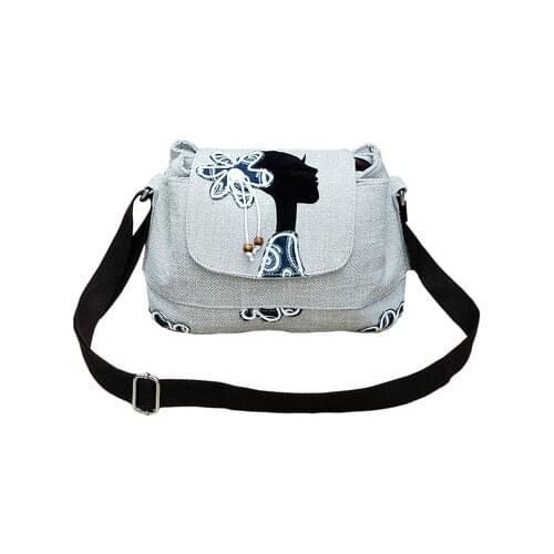 Fashion national String appliques women shopping handbags!Nice prints lady casual shoulder&Crossbody bag All-match canvas bags