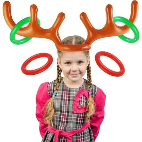 Chicinlife 1Set Inflatable Elk Horn Toys Deer Ferrule Head Shape Kids Ferrule Game Baby Shower Christmas party decoration