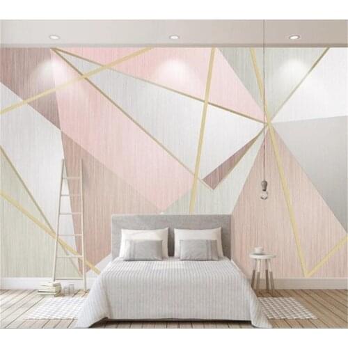 Custom wallpaper 3d Nordic pink small fresh fashion geometric triangle background wall living room bedroom decoration painting