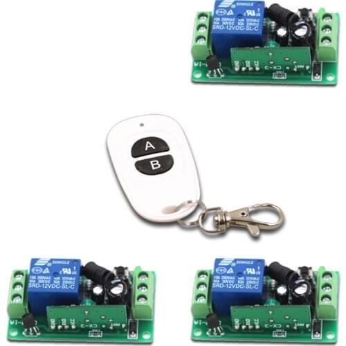 Good Quality DC9/12/24V 1CH Wireless RF Remote Control Instantaneous Switch Transmitter+ 3Receiver 315/433MHZ
