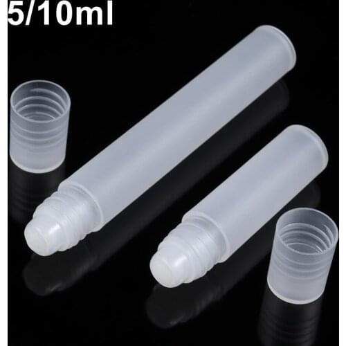 5/10ml Empty Frosted Glass Roller Portable Rollerball Essential Oil Bottles Mist Container Travel Refillable Transparent Bottle