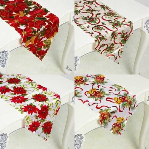 Christmas Elk Snowman Polyester Printed Table Flag Table Runner Printed Tablecloth Placemat Hotel Christmas Decoration For Home