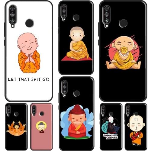Cute Buddha Monk Zen Buddhism Case For Huawei P30 Lite P40 P20 Pro P Smart Z 2019 2021 Mate 20 10 Lite TPU Phone Cover