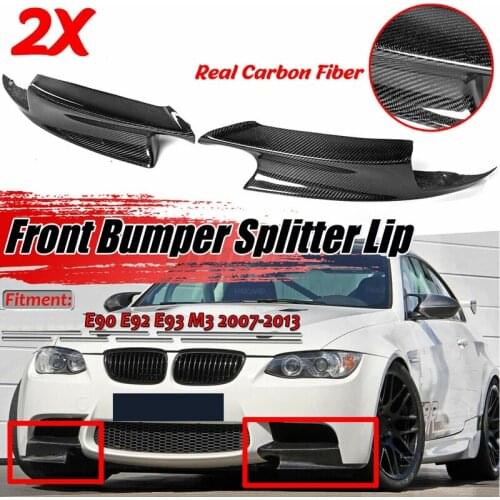Pair Real Carbon Fiber Front Bumper Splitter Lips For-BMW E90 E92 E93 M3 2007-2013