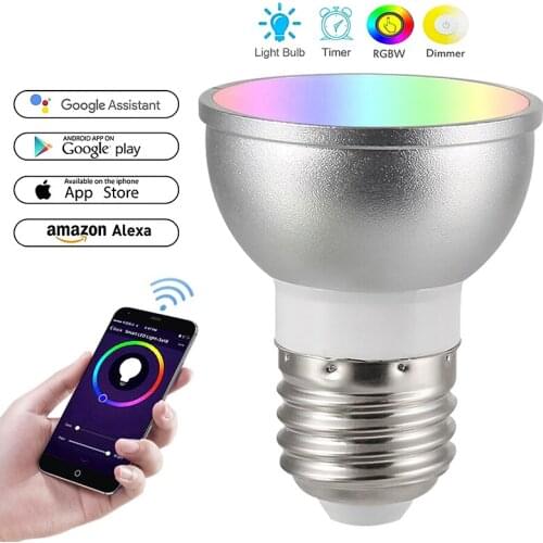 WiFi smart bulb RGB dimmable spotlight voice remote control and Alexa with Google Home to use smart home E27/GU5.3