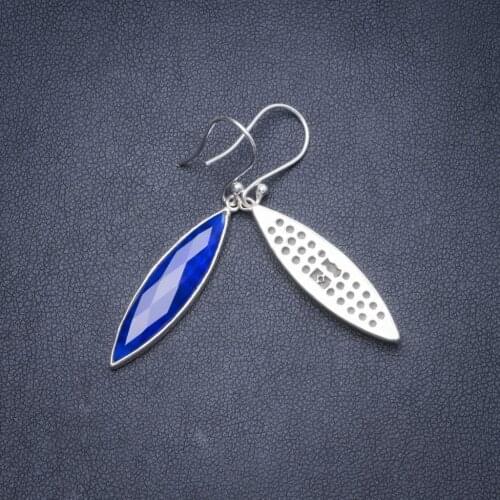 Natural Iolite Handmade Unique 925 Sterling Silver Earrings 1.75" Y1853