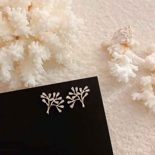 South Korea Dongdaemun earrings female cold wind zircon branch earrings temperament all-match female earrings