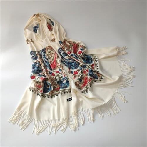 Womens Winter Thicken Warm Embroidery Cashmere Scarf Luxury Brand Cashew Print Natioanal Scarves Ladies Blanket Pashmina Shawl