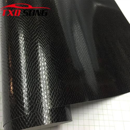10/20/30/40/050/60x152CM Black Snake skin Leather Pattern Carbon Fiber Vinyl Film Automobiles Motorcycle car styling