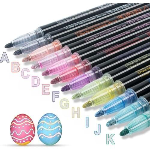 12 Color Double Line Outline Pen Set Metallic Color Magic Highlighter Marker Pen for Art Painting Writing School Supplies
