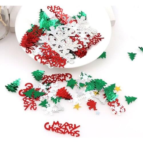 15g Mix Color Christmas Tree Snowflake Confetti Tinfoil Sequins Christmas Confetti Christmas Table Decorations KS04