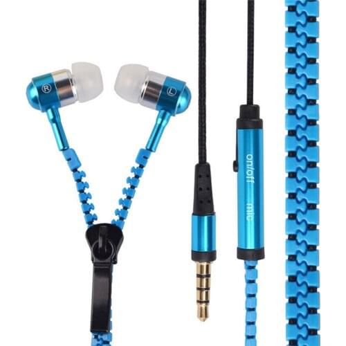 200pcs Stereo Bass In-Ear Metal Zipper Earphone 3.5mm Wired with Microphone Headset For samsung iPhone MP3 MP4