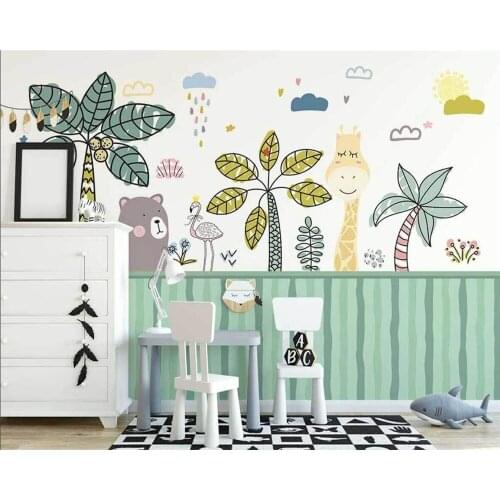 Beibehang Custom 3d wallpaper cartoon tropical woods small animals children background papel de pared wallpaper home decoration