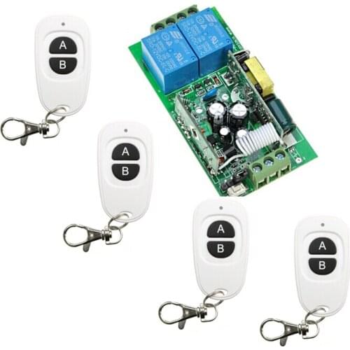AC 85-250 V 10A 2 CH RF Wireless Remote Control 1* Receiver +4* Transmitter 2 keys