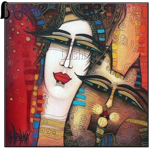 New 5D DIY diamond painting abstract woman And cat 3d diamond mosaic cross stitch crafts, animal home decoration Christmas gifts