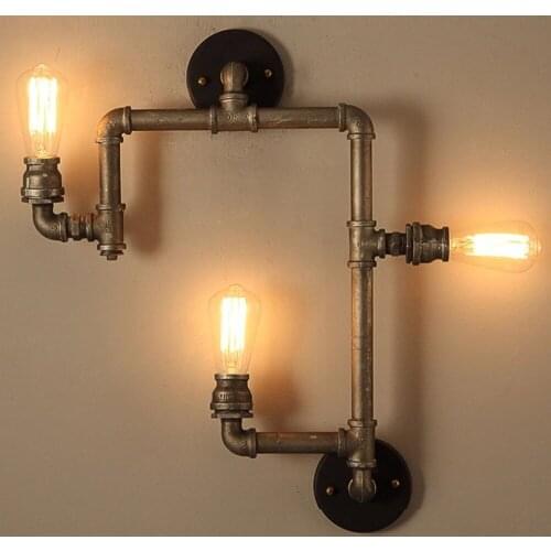 American Country Industrial Style Wall Lights Loft 3 Heads Water Pipe Wall Sconce Vintage Bronze Wall Lamp Iron Art Lustre