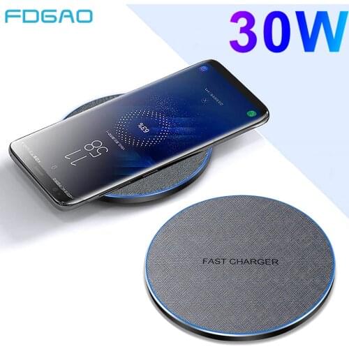 30W Qi Wireless Charger for iPhone 12 Mini 11 XS XR X 8 Airpods Pro Type C Induction Fast Charging Pad For Samsung Xiaomi Huawei