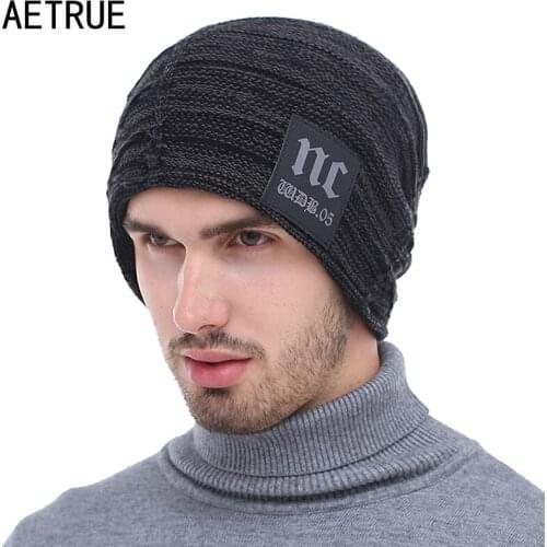 AETRUE Brand Knitted Hat Winter Beanies Men Caps Mask Gorras Bonnet Warm Baggy Winter Hats For Men Women Skullies Beanies Hats