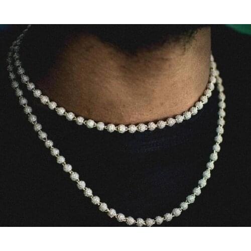 Hip hop Fashion 4mm Ball Link Chain Choker necklaces with 5a cz tennis chain bracelets bangle for women men charm party jewelry